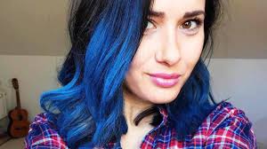 black hair with blue highlights
