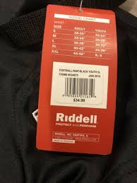 Riddell Youth X Large Black Knee Padded Integrated Football Pants Nwt