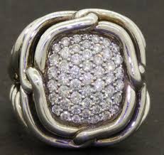 Details About David Yurman Sterling Silver 1 53ctw Vs Diamond Cluster Cocktail Ring Size 6 25
