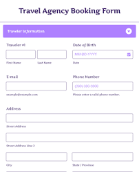 travel agency booking form template