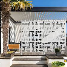 Fency 76 In H X 47 2 In W Galvanized Metal Outdoor Privacy Screens Garden Fence Street Pattern In White 3 Pieces In 1 Set