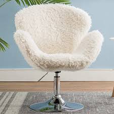The typical shape of these chairs makes them ideal for curling up while being a homework queen, and they allow you to stay focused without becoming uncomfortable. Amazon Com Comfy Vanity Home Office Chair Without Wheels Cute Faux Fur Desk Chair For Bedroom Living Room Dorm Room White Curly Faux Fur Kitchen Dining