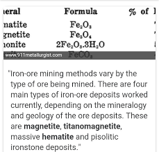 expain four types of iron ore brainly in