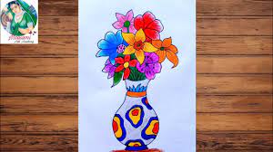 flower pot drawing with oil pastel