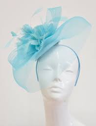 Big Light Turquoise Blue Fascinator Hat Veil Net Hair Clip