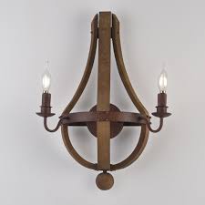 Details About Rustic Wine Barrel Stave Wood Rust Metal Candle Light Indoor Wall Sconce Lamp