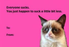 ♥ design is hand drawn by yours truly using good ol pencil crayons, then scanned and printed on high quality cardstock. Valentine S Day Grumpy Cat Valentines Day Card Memes Grumpy Cat Valentines Funny Valentines Cards