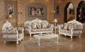 Antique formal living room chair. Antique White Wood Trim Fabric Living Room Set 691