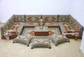 u shape brown floor sofa arabic