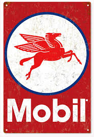 mobil gas station pegasus metal sign