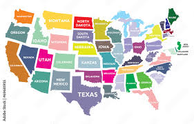 Photo Art Print Usa Map With States