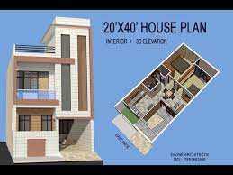 20x40 House Plan With Interior 3d