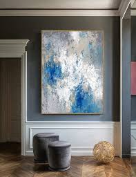 Abstract Art Blue Gray White Extra
