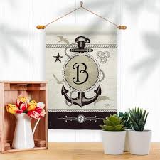 Nautical B Initial Nautical Garden Flag