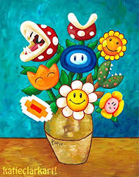 In paris, van gogh enlivened his palette by painting bouquets of flowers in random combinations to study the range of natural hues. Mario Van Gogh S Flower Vase Nintendo Painting Alternative Vincent Van Gogh Sunflowers Geek Parody Video Game Art Yoshi S Island Buy Online In Saint Vincent And The Grenadines