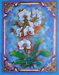 White Orchid Painting By Helen Suslova