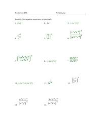 Department of mathematics university of washington. Worksheet 273 Precalculus Simplify No Negative Exponents Or