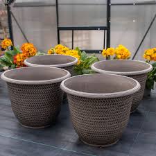 Four Taupe Shaded Planters 30cm
