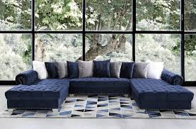 lcl 003u sectional sofa in navy blue velvet