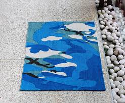 jungle camo rug blue zishi art