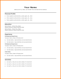 Resume Cv Sample Simple Free Basic Resume Templates