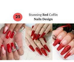 25 stunning red coffin nails design