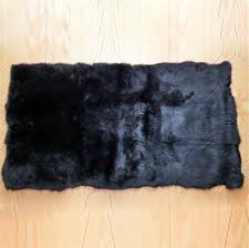 black rabbit fur throw blanket rug