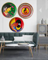 Hand Painted Wooden Wall Decor Plates