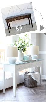 blue and white painted sofa table