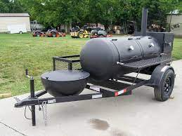 pull behind bbq smoker 250 gallon with round charcoal grill 3500lb axle