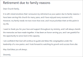 pastor retirement resignation letter