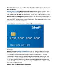 Maybe you would like to learn more about one of these? Walmart Credit Card Login Sign Into Walmart Credit Card Account Online Step By Step Process Www By Raju047860 Issuu