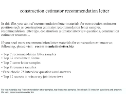 Construction Estimator Sample Resume Podarki Co