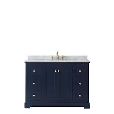 The colonia 48 inch antique bathroom vanity is the perfect expression of timeless style and cutting edge manufacturing. Wyndham Collection Avery 48 In W X 22 In D Bathroom Vanity In Dark Blue With Marble Vanity Top In White Carrara With White Basin Wcv232348sblcmunomxx The Home Depot