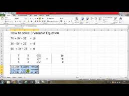 3 Variable Equation By Using Excel