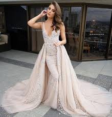 Fashion Overskirt Beaded Evening Dresses Deep V Neck Plus Size Sequined Prom Gowns Sweep Train Vestidos De Fiesta Appliqued Formal Dress Js Boutique