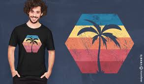 palm tree retro sunset t shirt design