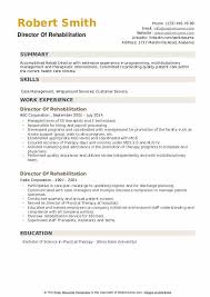 of rehabilitation resume sles