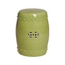 Emissary Lime Drum Ceramic Garden Stool