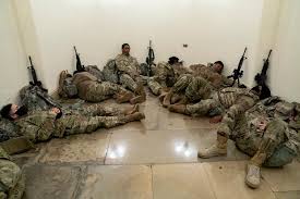 National guard troops sleep on the floor of the capitol visitor center on wednesday, jan. Guard Troops Photographed Napping In Capitol Were On Break Army Official Says Military Com