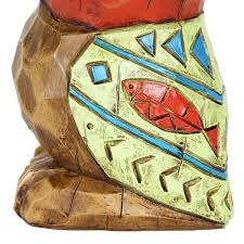 Exhart Solar Red Tiki Parrot Garden Statue With Led Eyes 6 5 By 10 Inches