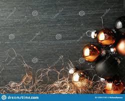 Christmas Decoration With Baubles Colored Black And Copper