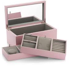 large pink leather jewelry box