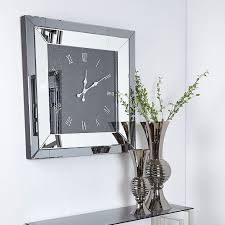 Smoked Glass Mirrored Square Wall Clock