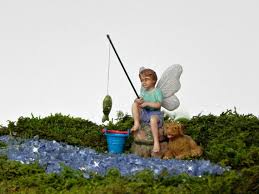 Thelittlehedgerow Fairy Garden Accessories Fishing Boy Fairy Figurine Miniature Accessory Terrarium Supply Fairy Accessories Gone Fishing Mini Pail