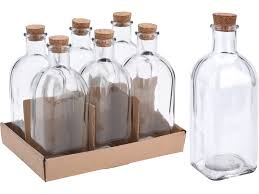 Glass Bottle With Cork Lid 500ml