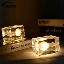 Details About Modern Glass Ice Block Cube Desk Table Night Lamp Lighting Home Room Bar Decor