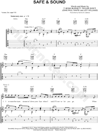 Print And Download Taylor Swift Safe Sound Guitar Tab