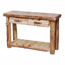 Aspen Log Sofa Table W 2 Drawers Bot