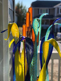 Glass Yard Art Cattails